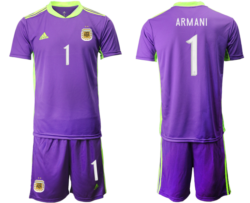 Men 2020-2021 Season National team Argentina goalkeeper purple #1 Soccer Jersey->->Soccer Country Jersey